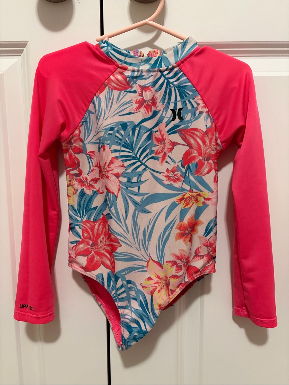 Hurley Girls' Pink & Tropical Floral Long-Sleeve Rashguard